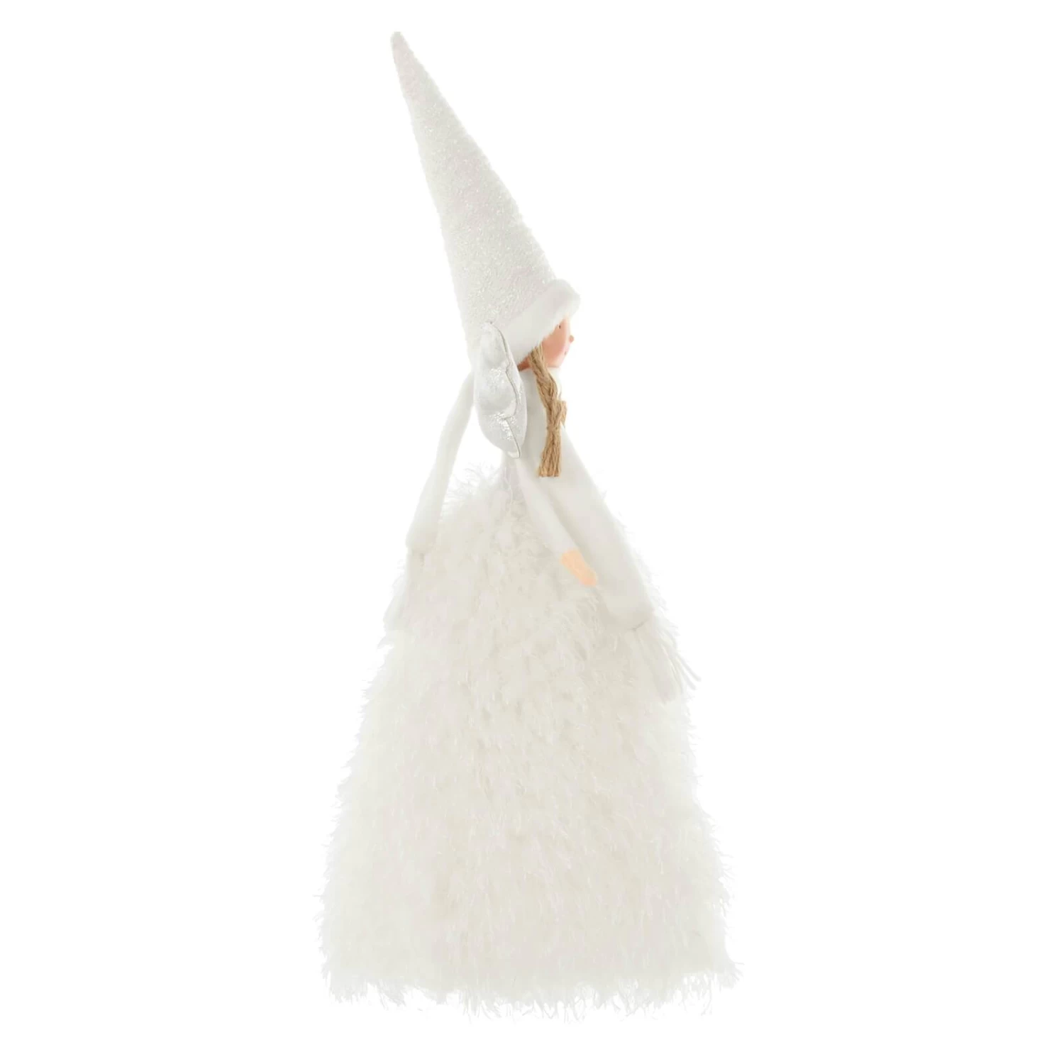 Fabric Christmas Tree Fairy Topper White Silver Long Robe 55cm 5 Fabric Christmas Tree Fairy Topper White Silver Long Robe 55cm - Image 3