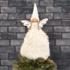 Fabric Christmas Tree Fairy Topper White Silver Long Robe 55cm 1 Fabric Christmas Tree Fairy Topper White Silver Long Robe 55cm -Christmas Decoration Shop XS7245 LS 1 opt