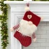 54cm Gonk Christmas Stocking Arms Beard Pom Poms Grey Red -Christmas Decoration Shop XS7246 LS 1 opt