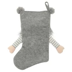 54cm Gonk Christmas Stocking Arms Beard Pom Poms Grey Red -Christmas Decoration Shop XS7247 2 opt