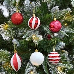 25pc Mixed Christmas Tree Baubles Set Decorations 6cm -Christmas Decoration Shop XS7257 LS 1 opt
