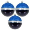 3pk Large Round Christmas Tree Baubles 8cm Navy Silver 2 3pk Large Round Christmas Tree Baubles 8cm Navy Silver -Christmas Decoration Shop XS7275 2 opt