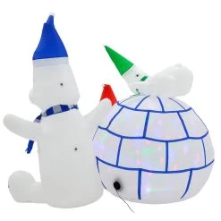 6ft Inflatable Igloo LED Disco Lights Polar Bears Decoration -Christmas Decoration Shop XS7386 3 opt