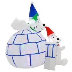 6ft Inflatable Igloo LED Disco Lights Polar Bears Decoration -Christmas Decoration Shop XS7386 4 opt