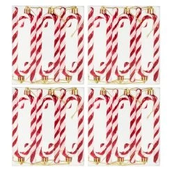 Pack Of 24 Candy Cane Tree Decorations Red White Glitter 13cm -Christmas Decoration Shop XS7467 4 1 opt