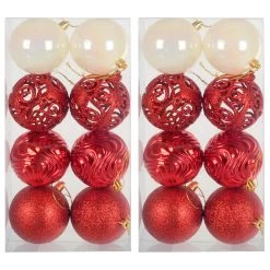 Pack Of 16 Christmas Tree Baubles Mixed Design Decorations 8cm 14 Pack Of 16 Christmas Tree Baubles Mixed Design Decorations 8cm -Christmas Decoration Shop XS7473 1 opt