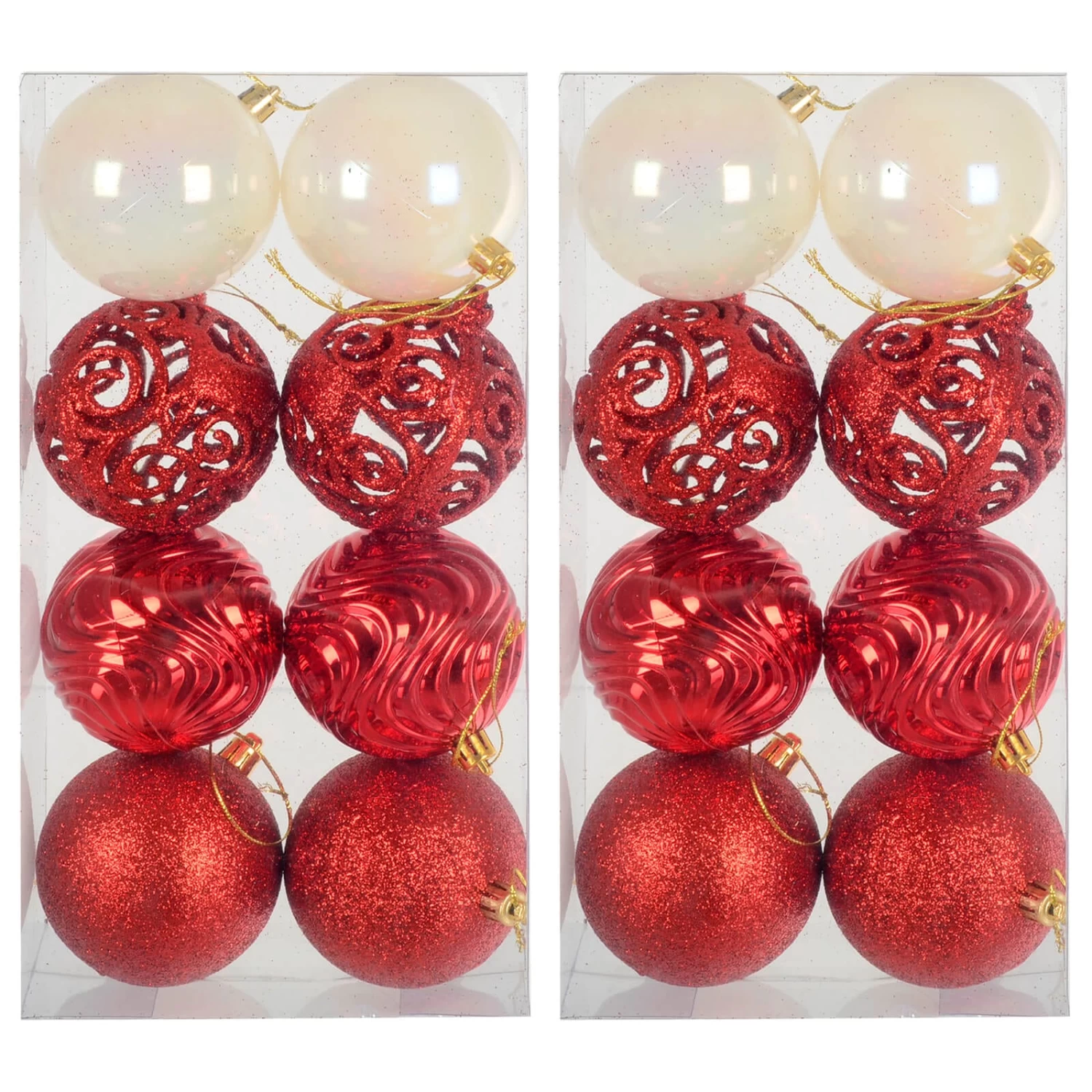 Pack Of 16 Christmas Tree Baubles Mixed Design Decorations 8cm 7 Pack Of 16 Christmas Tree Baubles Mixed Design Decorations 8cm - Image 5