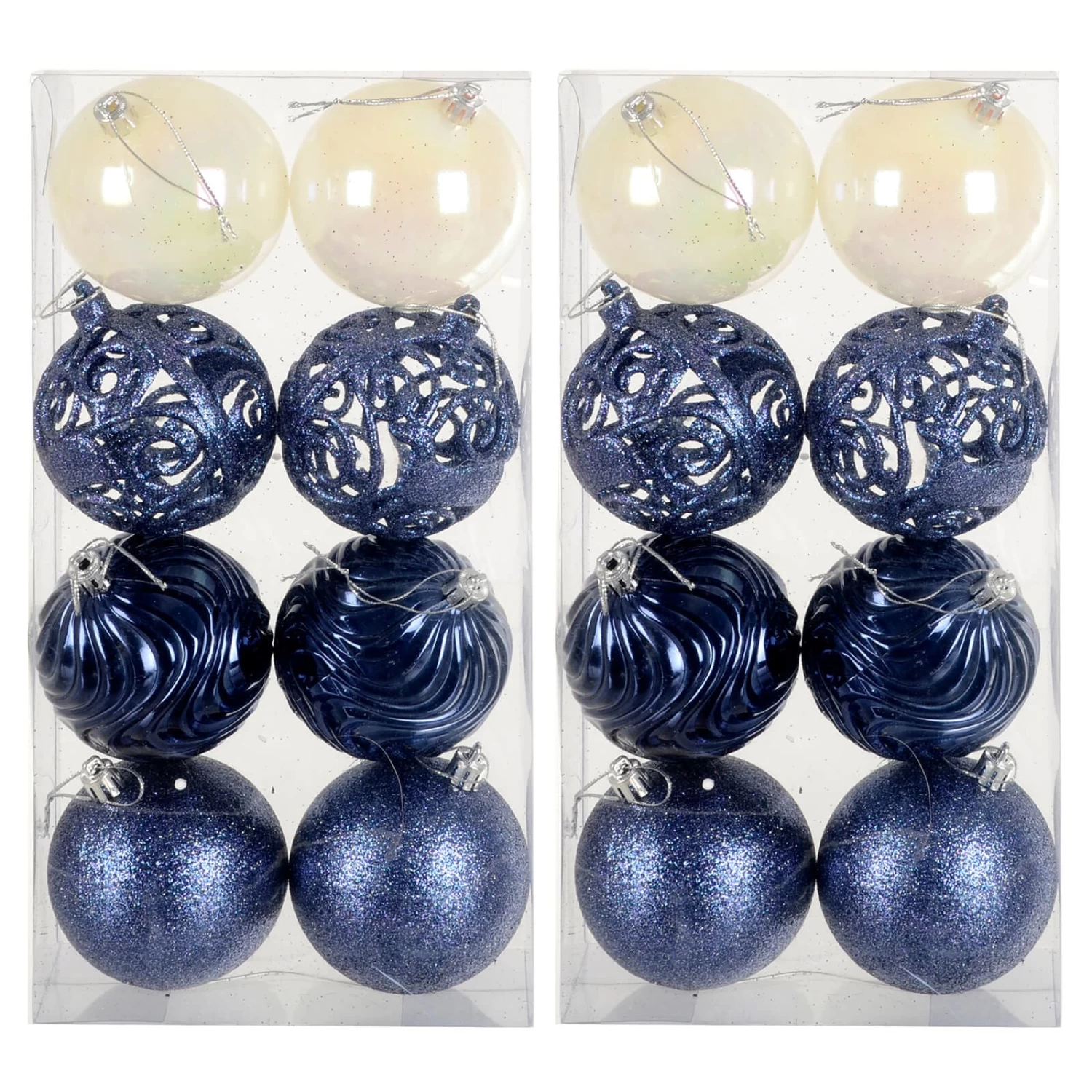 Pack Of 16 Christmas Tree Baubles Mixed Design Decorations 8cm 8 Pack Of 16 Christmas Tree Baubles Mixed Design Decorations 8cm - Image 6