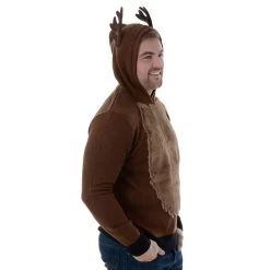 Mens Novelty Rudolph Overhead Hoody Knitted Christmas Jumper