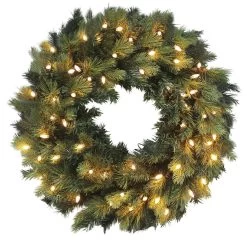 Christmas Wreath Pre-Lit Luxury Artificial Green Pine Tips