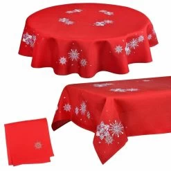 Fabric Christmas Tablecloths Table Covers / Napkins -Christmas Decoration Shop snowflake red 1600 opt 40876.1591950178.1100.1100