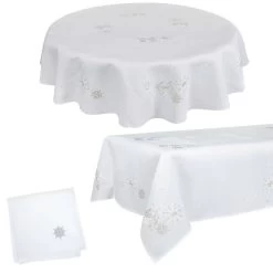 Fabric Christmas Tablecloths Table Covers / Napkins -Christmas Decoration Shop snowflake white 1600 opt 48753.1591950284.1100.1100