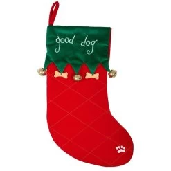 Good Dog Pet Christmas Stocking Red & Green Fabric With Bells -Christmas Decoration Shop xs3694 1600 1 82736.1547475769.1100.1100