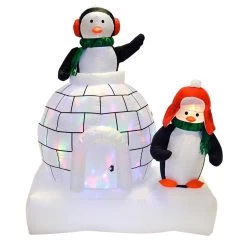Giant 5ft Inflatable Disco Light Up Penguins Igloo Outdoor Christmas Decoration