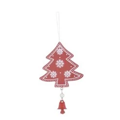 Set Of 6 Wooden Tree Christmas Tree Decorations Boxed