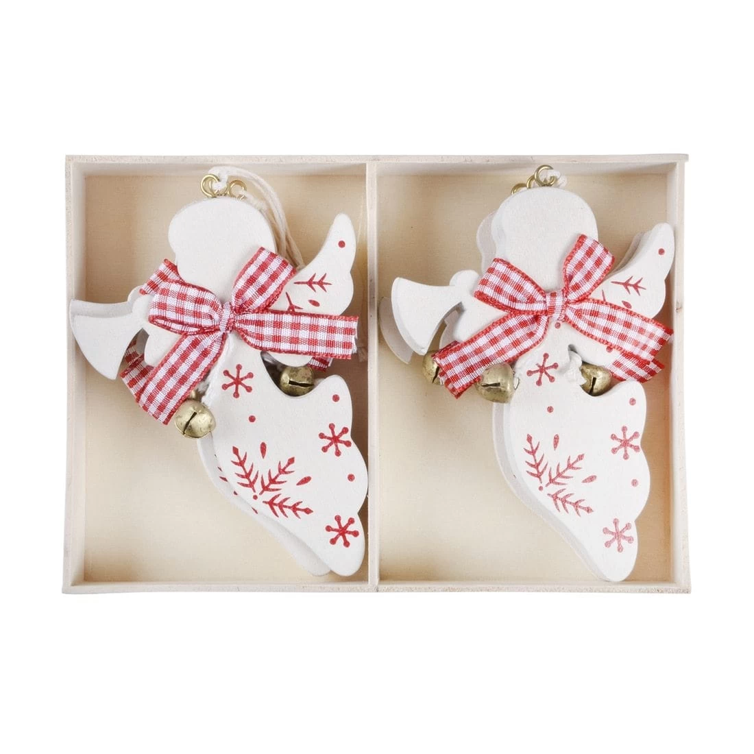 Set Of 6 Angel Christmas Tree Decorations Wooden Boxed 6 Set Of 6 Angel Christmas Tree Decorations Wooden Boxed - Image 4